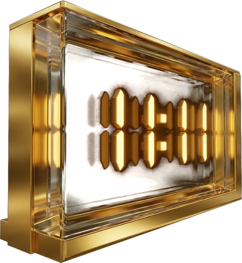 Relógio dourado de cristal marcando 11:11